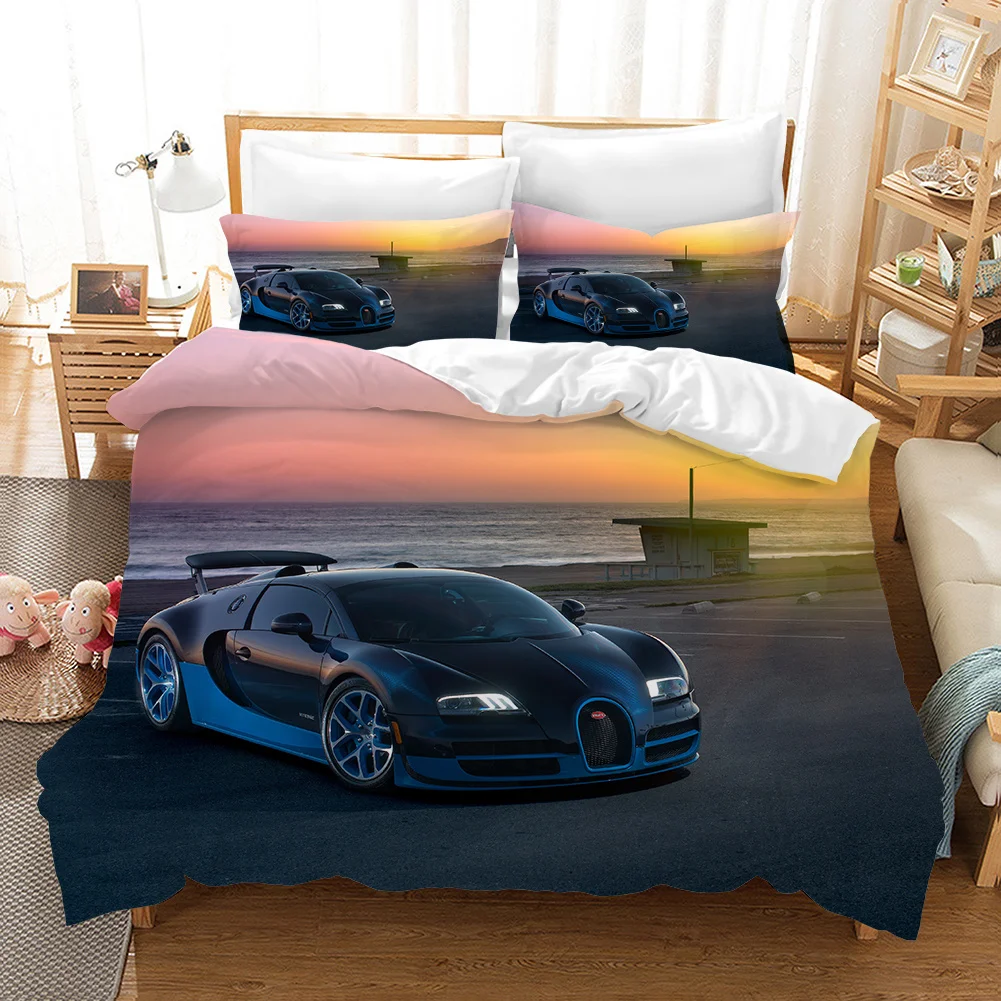 Car Sports Printed Duvet Cover Race Car Bedding Sets With Pillowcases For Teens Kids Boys Cool Bedroom Decor 2/3pcs Bedclothes