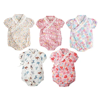 

2020 Cute Toddler Japanese Romper lace Baby Girls Boys Clothes Cotton Kimono Summer Kids Baby Jumpsuit Sleepwear Bebes Tracksuit