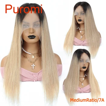 

13*4 Straight Peruvian Blonde Lace Wig Remy 1B/27 Ombre Color Lace Front Human Hair Wigs With Baby Hair Middle Ratio 10”-24