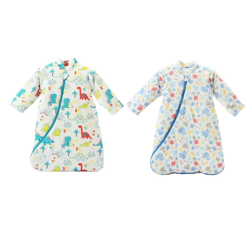 

2 Pcs Unisex Baby Sleepsack Wearable Blanket Cotton Sleeping Bag Long Sleeve Nest Nightgowns Thickened Winter 3.5 Tog M, Robot &