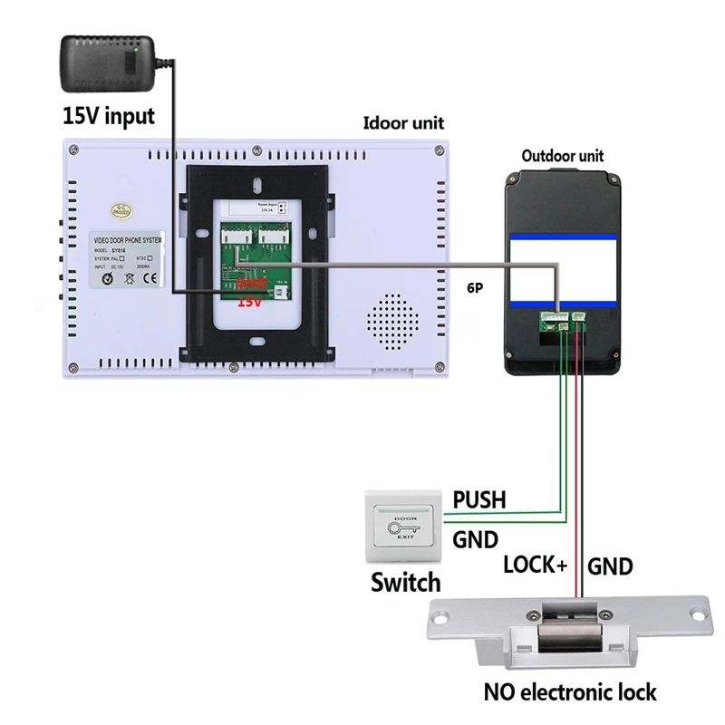 7 дюймов TFT Распознавание отпечатков пальцев RFID пароль видео домофон дверной Звонок
