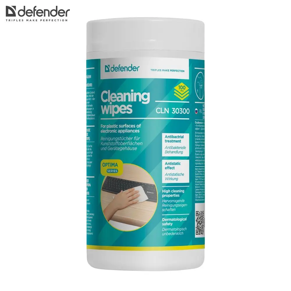 Салфетки для поверхностей Defender CLN 30300 Optima 100 шт,туба