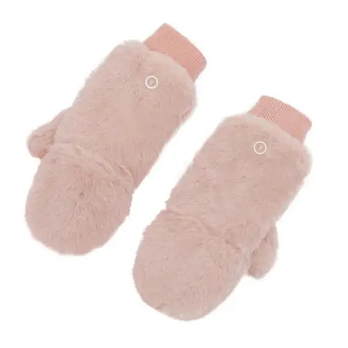 Pink Модные женские плюшевые однотонные зимние мягкие теплые вязаные перчатки с открытыми пальцами дизайн с открытыми пальцами удобный тип - Цвет: Pink