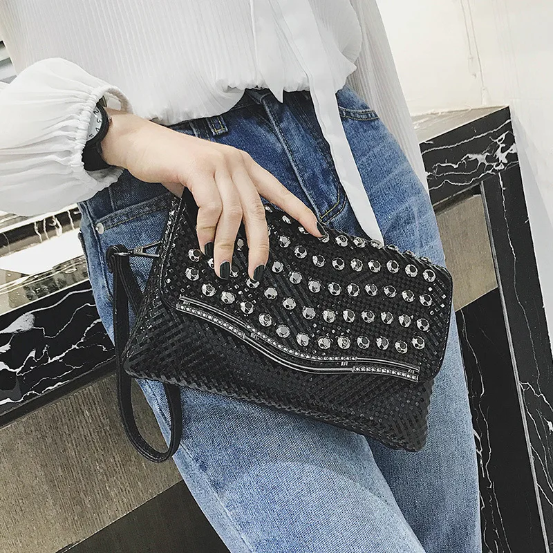 

Summer New Style WOMEN'S Bag Korean-style Fashion Carrying Clutch Trend Rivet Shoulder Bag Versatile Women's Small Bag