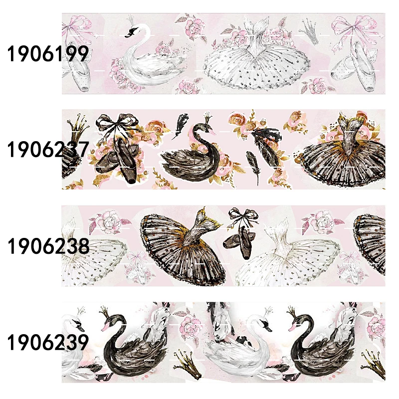 

ballerina swan printed grosgrain ribbon 50yards FLRARibbon 38MM 75MM
