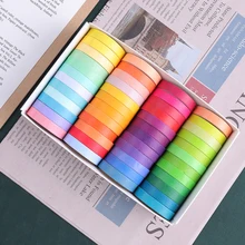 Ensemble de 48 rubans Washi de 2m, couleurs arc en ciel, ruban décoratif pour masquage, Macaron, fournitures scolaires