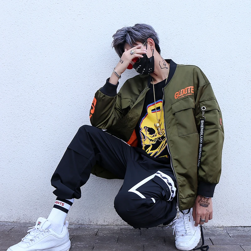 80% OFF japanese letters jacket men hip hop jacket korean coat fashion autumn clothes male streetwear Pockets Harajuku casual outwear