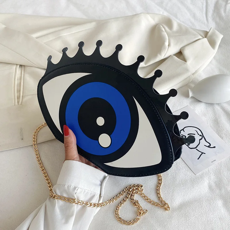 Leather Handbag Crossbody Bags Women Handbags Women Small Shoulder Bag Eye Shape Fashion PU Leather Chain Bags Mini Shoulder Bag Ladies Crossbody Messenger purse