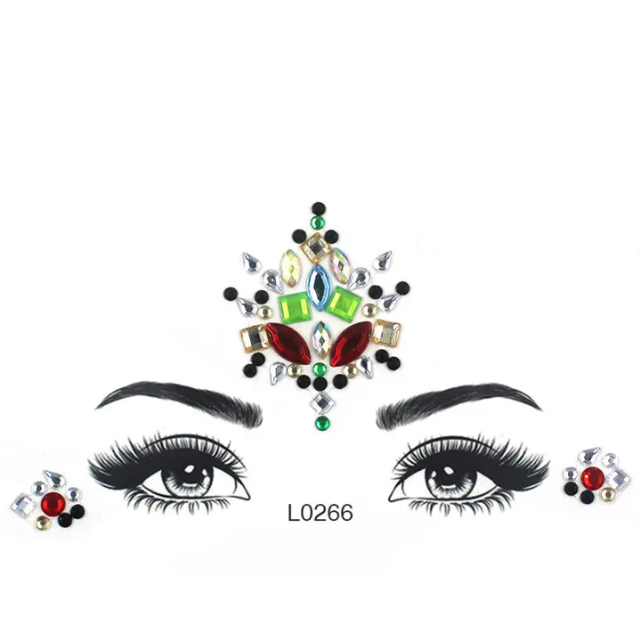 2  Acrylic Jewelry Stickers Colorful Rhinestone Face Stickers For Women Eyebrow Eye Masquerade Decor Resin DIY Drill Face Sticker