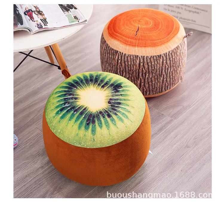 Рисунок из мультфильма; креативное плюшевые игрушки 3D табурет с фруктами арбуз оранжевая Подушка и планировать домашняя практичный новые продукты