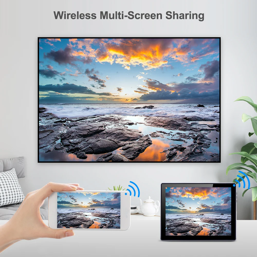 Мини проектор Rigal RD850 Wi Fi Поддержка Android IOS Смартфон Естественное разрешение 720P 1080P