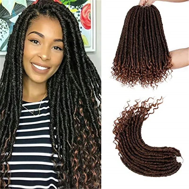 

16"-20 inch 24 Strands/pcs Goddess Faux Locs Crochet Hair Extensions Synthetic Crochet Braids Locs Curly Hair Braiding Hair