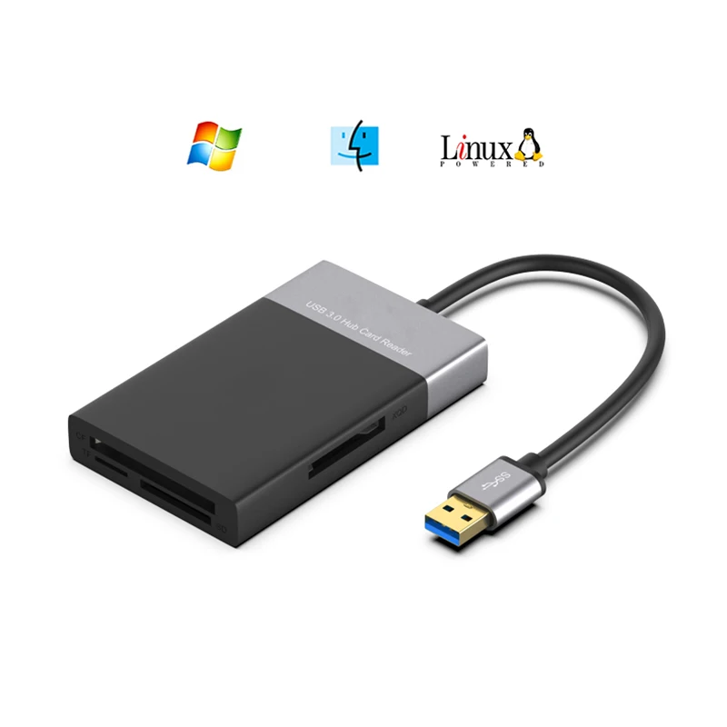 6 в 1 мульти-кард-ридер оболочка ПВХ провод 2 порта концентратор USB 3,0 к XQD/TF/Безопасный считыватель цифровых карт