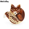 Wuli&baby Sleeping Fox Brooches 6 Colors Enamel Body Full Rhinestone Sparklin Tail Fox Pins Cute Animal Badge New Year Gift 2022 ► Photo 3/6