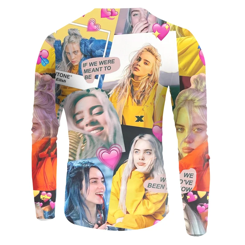 UJWI для мужчин/для женщин 3D Толстовка с принтом желтый Billie Eilish пуловер Мужской тренд хип хоп большой размер унисекс модная одежда