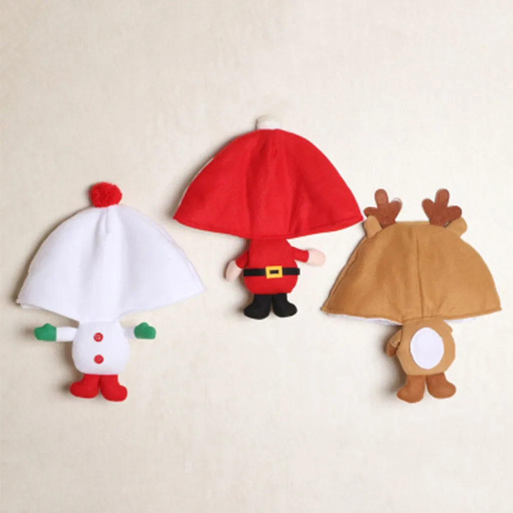 Зимняя женская Зимняя кепка, Рождественский Снеговик, олень, мультяшный принт, игрушка сзади, теплые забавные шапки, шапочка, шапка женска