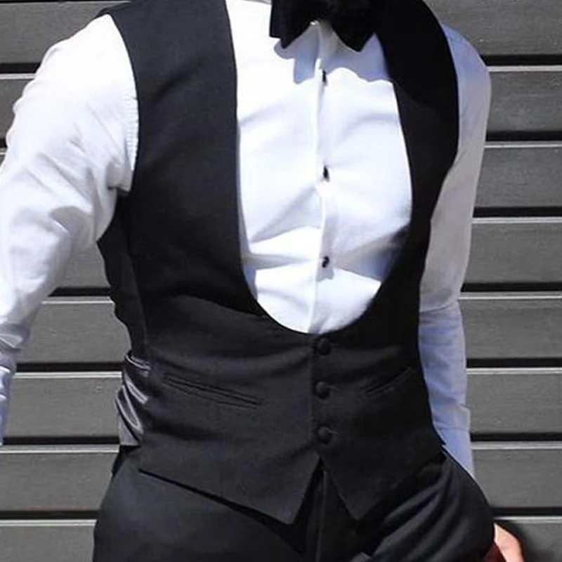 preto colete para noivo do casamento smoking um pedaço fino ajuste colete cor sólida masculino fashoin casaco roupas