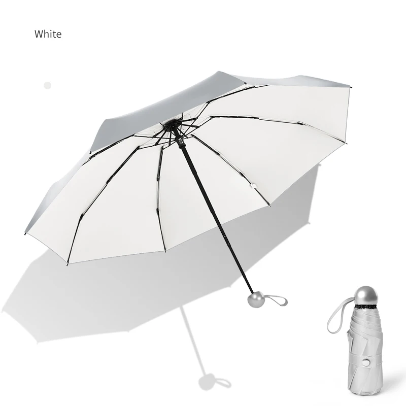 Umbrella 1 White 8 ребра карманный мини зонтик Детский ветрозащитный Женский Мужской УФ зонтик анти-солнце зонты для складной зонтик светильник портативный дождь - Цвет: Umbrella 1 White