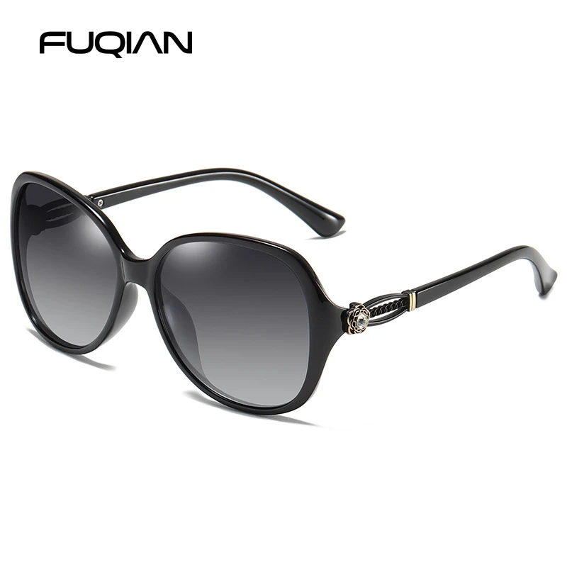 SUNWEAR, Новое поступление, негабаритные квадратные поляризованные женские солнцезащитные очки, фирменный дизайн, розовые дужки, солнцезащитные очки, женские безопасные очки для вождения - Цвет линз: Black