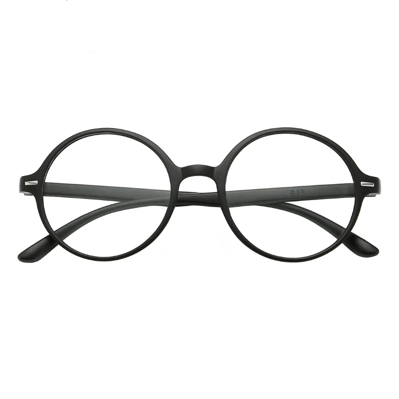 Модные круглые женские очки для чтения TR90, большие размеры, увеличительное стекло, гибкие мужские цветные очки для чтения, ультралегкие очки для дальнозоркости+ 1,0~ 4,0 - Цвет оправы: Black