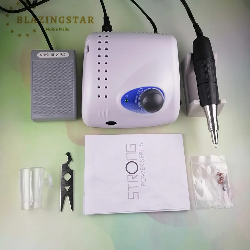 

65W 35000RPM Electric Nail Drill Powerful 210 Model + STRONG102 Mobile Manicure Pedicure Nail File File Bit Nail Art Equipment