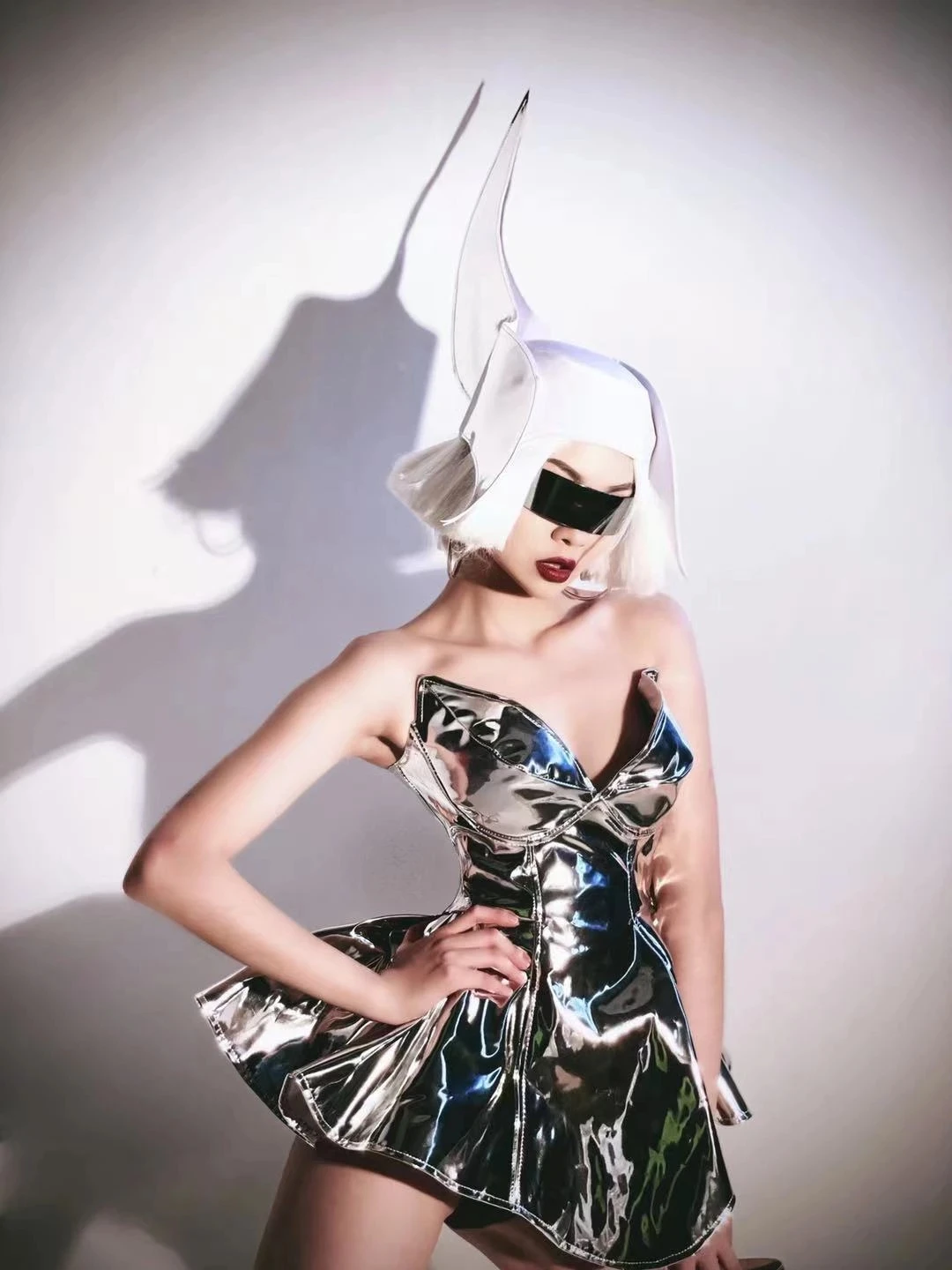 

Silver Laser Future Show Dresses Mini Tutu Dress Women Dancer Sexy women Nightclub DJ Singer Performance costume