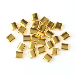 Elegant Rectangular Gold & Silver Hematite Spacer Beads - 5x5x2mm 70 - 72pcs (18K gold)