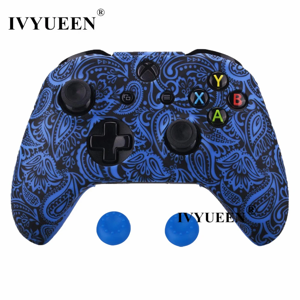 Blue Leaf IVYUEEN водопроводная Печать Камуфляж силиконовый чехол для Xbox One X S контроллер защитный чехол с джойстиком ручки - Цвет: Blue Leaf