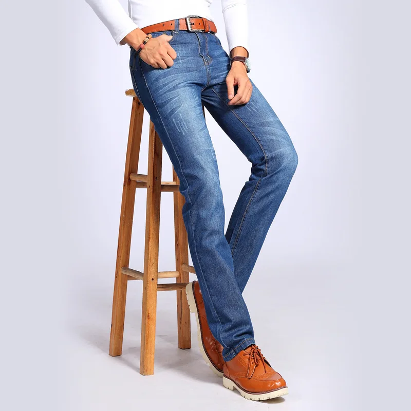 Spring MEN'S Jeans Fashion Casual Men Solid Color Cat Whisker Cowboy Straight-Leg Trousers AliExpress Wholesale