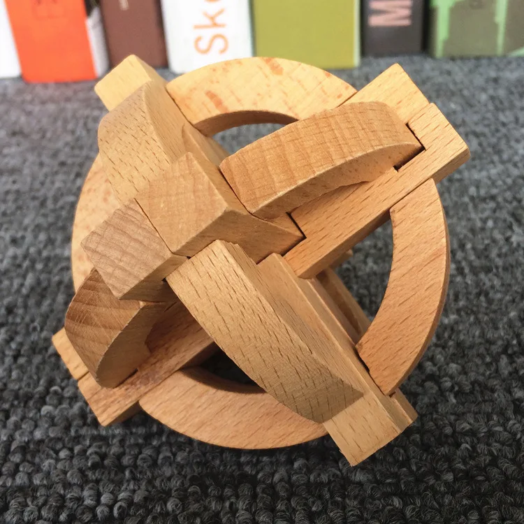 Kong Ming story 3Dwooden puzzle cube/ball/love/рамочный замок обучающий Монтессори кубический Шар Детские игрушки для детей хобби подарок для взрослых - Цвет: 9.5cm kongming lock