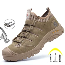 Men's Boots Steel Toe Safety Shoes Work Boots Breathable Working Shoes Men Safety Boots Puncture-Proof Work Shoes Sneakers Man
