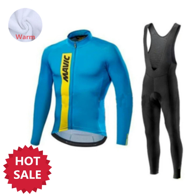 

2020 Pro Team Winter Thermal Fleece Cycling Clothes Men Long Sleeve Jersey Suit Outdoor Riding Bike MTB Clothing Bib Pants Set