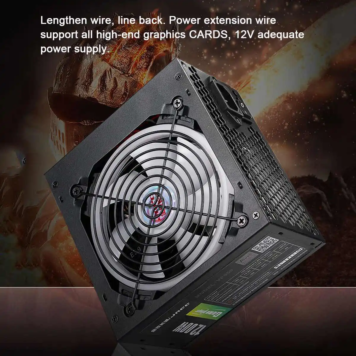 Блок питания 1200 Вт активный PFC 12 В ATX 8PIN + 2x6PIN SATA для ПК с RGB вентилятором