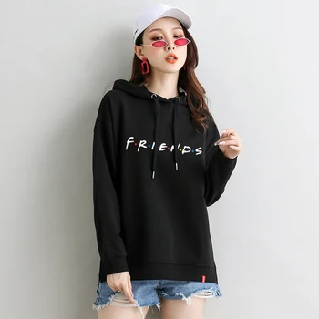 

black oversize friends hoodies women harajuku kpop sweatshirt large size hoodie graphic print autumn winter clothes fall hoody