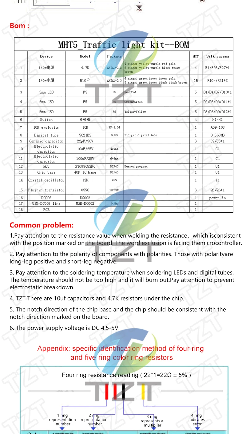 MHT5 Ampel-Controller Elektronik-Bausatz für DIY-Projekte und Elektromechanische Fertigkeitstraining-Wettbewerbe mit STC89C52 51 Einchip-Mikrocomputer – Detail 2