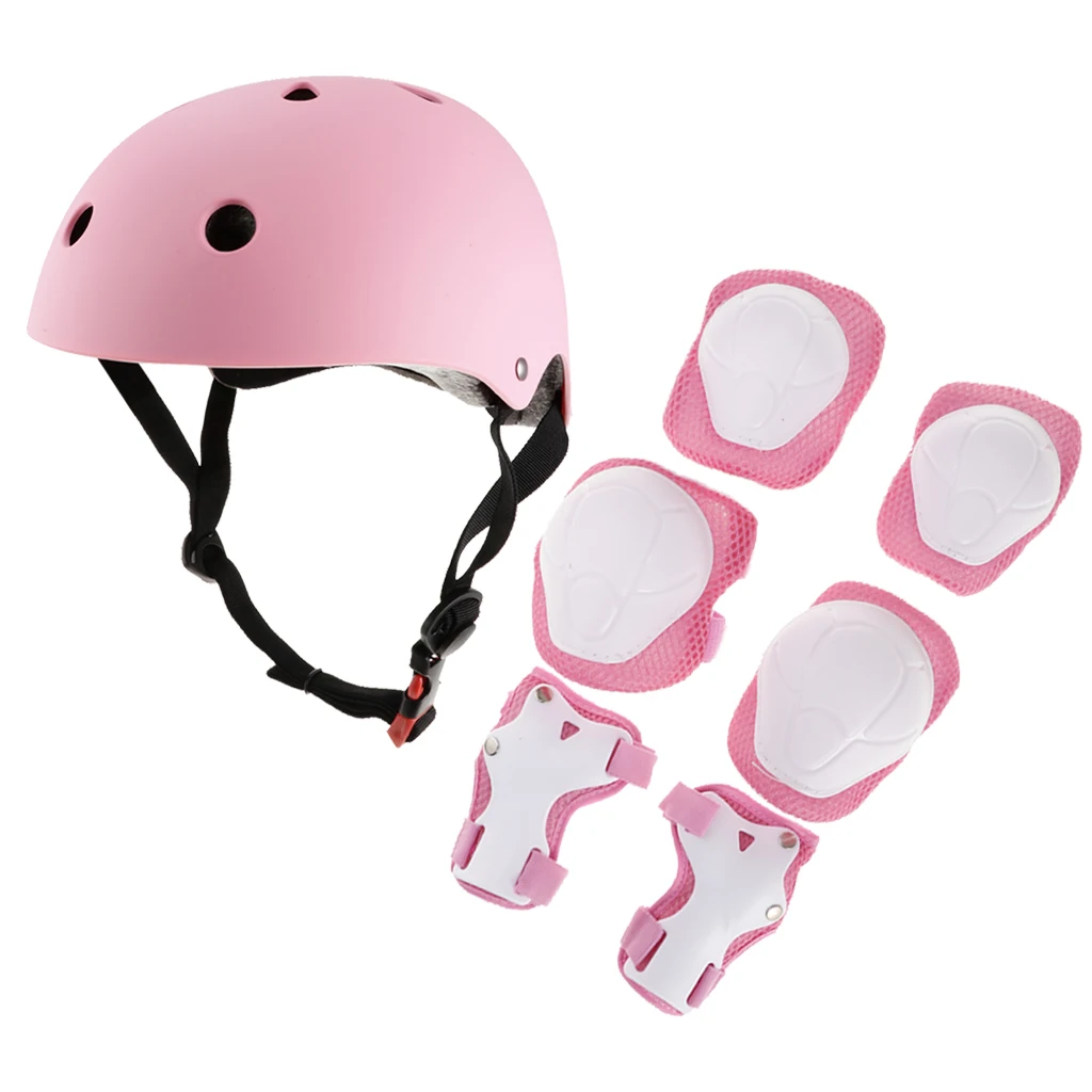 MagiDeal 7pcs Universal Kids Skateboard Safety Helmet Wrist/Knee/Elbow Pad Protective Gear Set - 5 Colors