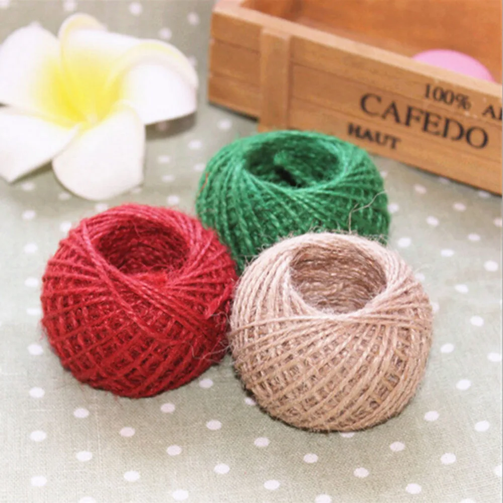 MENGXIANG 30M  Wedding Gift Wrapping Cords Thread Jute Twine Burlap String Hemp Rope 3 Colors
