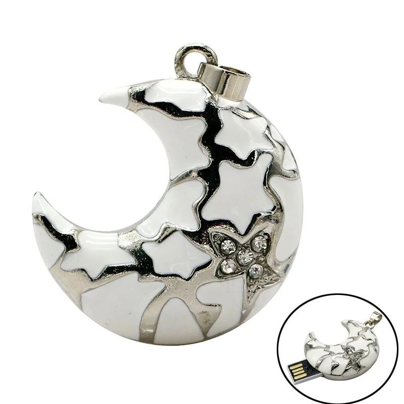 Флеш-накопитель металлический Кристальный usb флэш-накопитель Moon Star usb-флеш-накопитель в подарок 64 Гб 128 Гб флешки 8 ГБ 32 ГБ 16 ГБ ожерелье флешки U диск