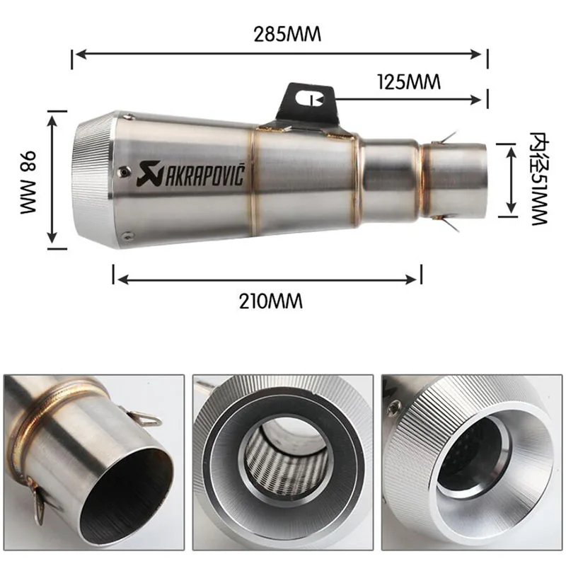 Правая и левая сторона впуска 51 мм мотоцикл Akrapovic выхлопная труба глушитель слипоны универсальный мотоцикл Escape утечки дБ убийца