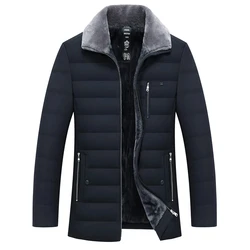 Men's Parkas Fur Collar Windbreaker Cotton Padded Winter Thick Warm Jacket Coat Male Casual Fleece Outwear