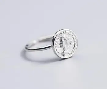 

Sterling REAL.925 Silver fINE figure portrait Coin Ring Open adjust GTLJ1677