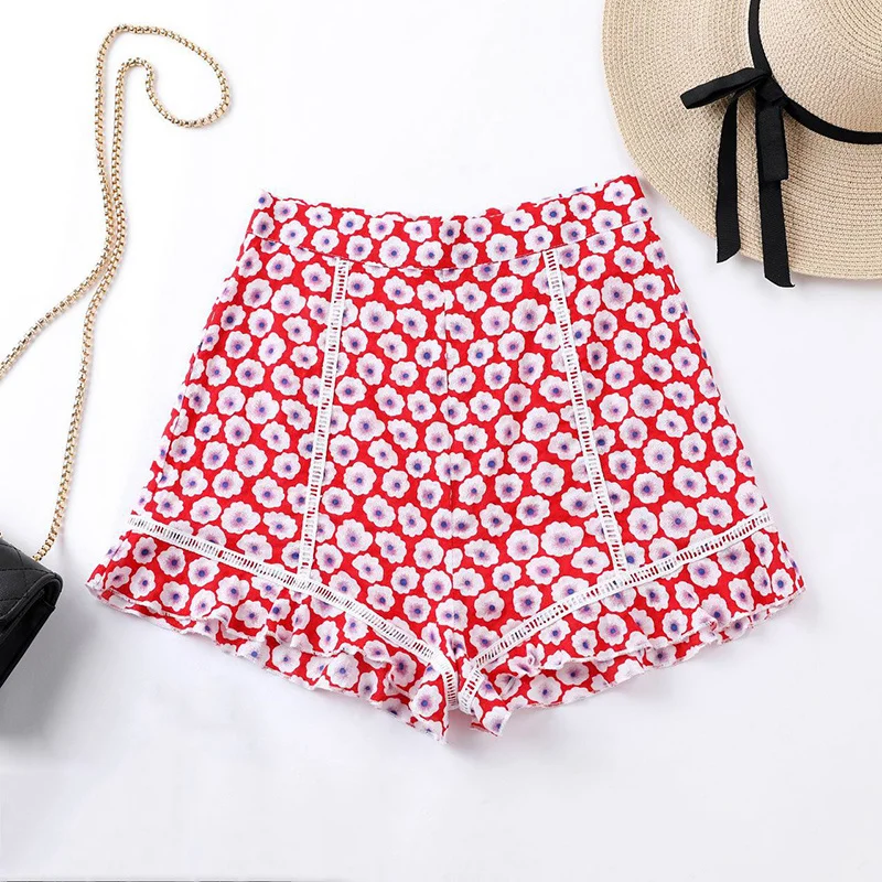 Женские шорты богемные шорты с высокой талией и цветочным принтом пляжные повседневные летние шорты