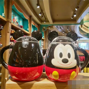 

Disney Mickey Painted Eggshell Ceramic Cup Cartton Drink Water Cup Mugs With LIDS Kettle Children's Cup M5298