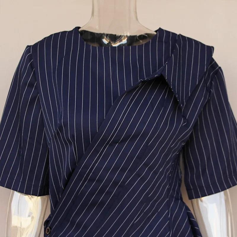 TWOTWINSTYLE Casual Striped Shirt For Women O Neck