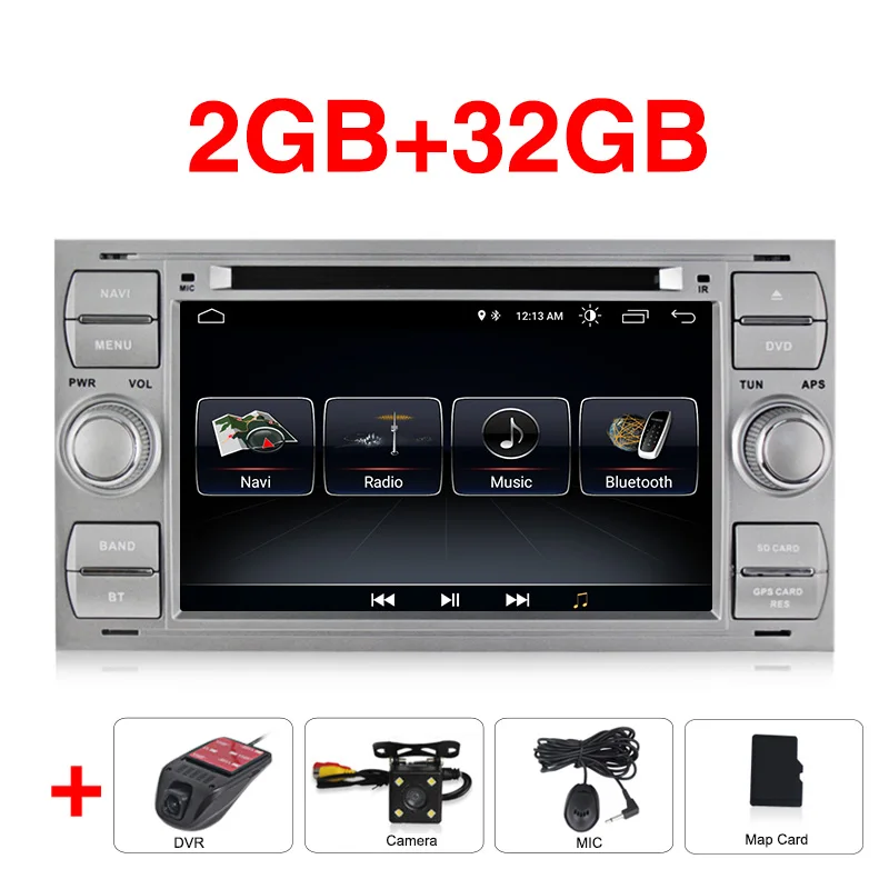 Android 8,0 для Ford Mondeo Focus Transit C-MAX S-MAX Fiesta автомобильный dvd мультимедийный плеер gps Навигация BT wifi RDS карта Микрофон - Цвет: Car dvd camera DVR S