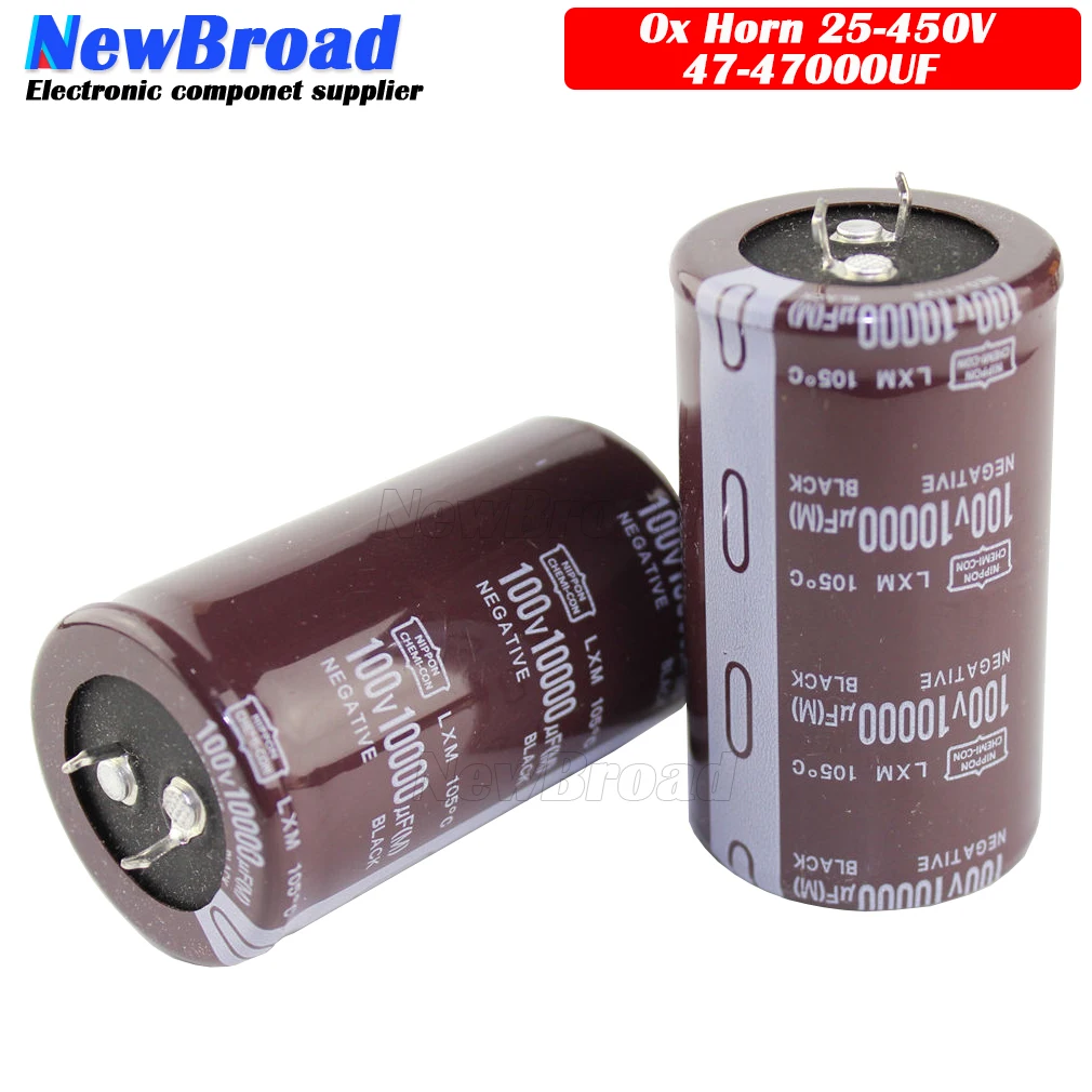 2pcs Ox Horn Capacitance 25V 35V 50V 63V 200V 220V 250V 400V 450V 47UF 100UF 220UF 1000UF 100V6800UF 10000UF 15000UF 47000UF electrolytic capacitor aluminum capacitor aluminum electrolytic capacitor