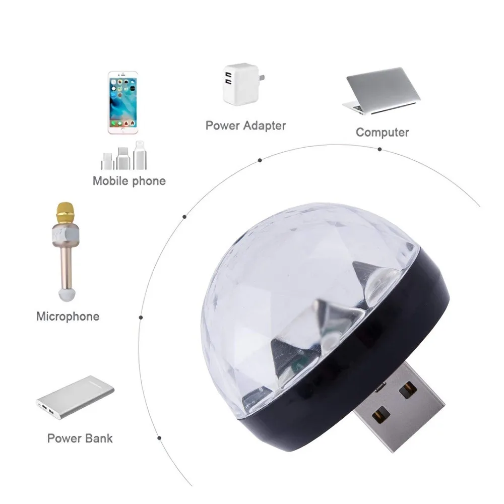 Мини USB диско-светильник светодиодный вечерние светильник s Портативный хрустальный магический шар красочный эффект сценический светильник для дома вечерние украшения караоке