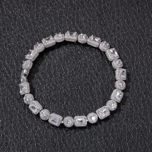 TBTK роскошный микро Pave кубический цирконий микс круглый и квадратный Браслет Bling 8 мм Шарм Мужские браслеты для хип-хопа ювелирные изделия