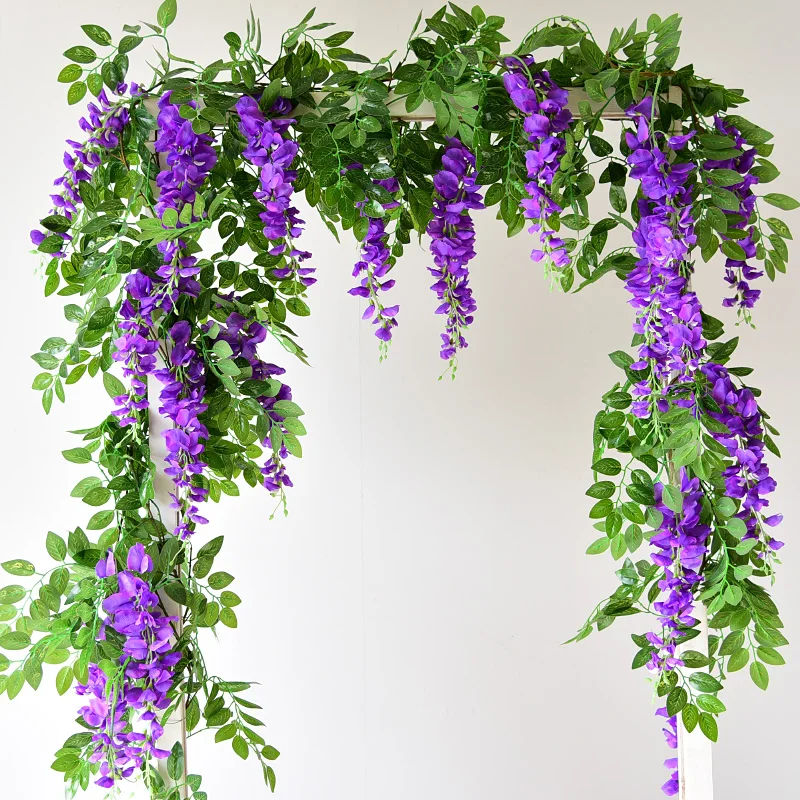 Wisteria Vine Artificial Flowers Silk Garland Arch plant decor home garden decoration hanging plant wall christmas decoration