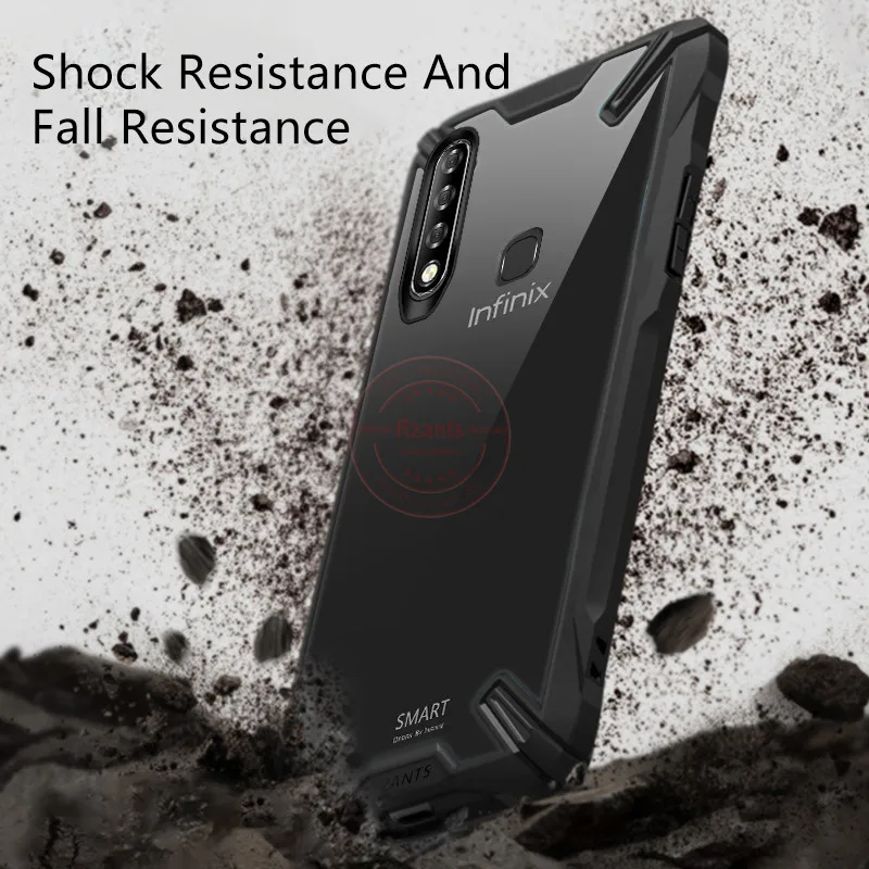 Rzants Phone Case For Infinix Smart 3 Plus / S4 Case Transparent Hard Back Shockproof Reinforced Corner Rugged Slim Cover